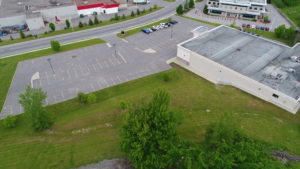 aerial view of car lot