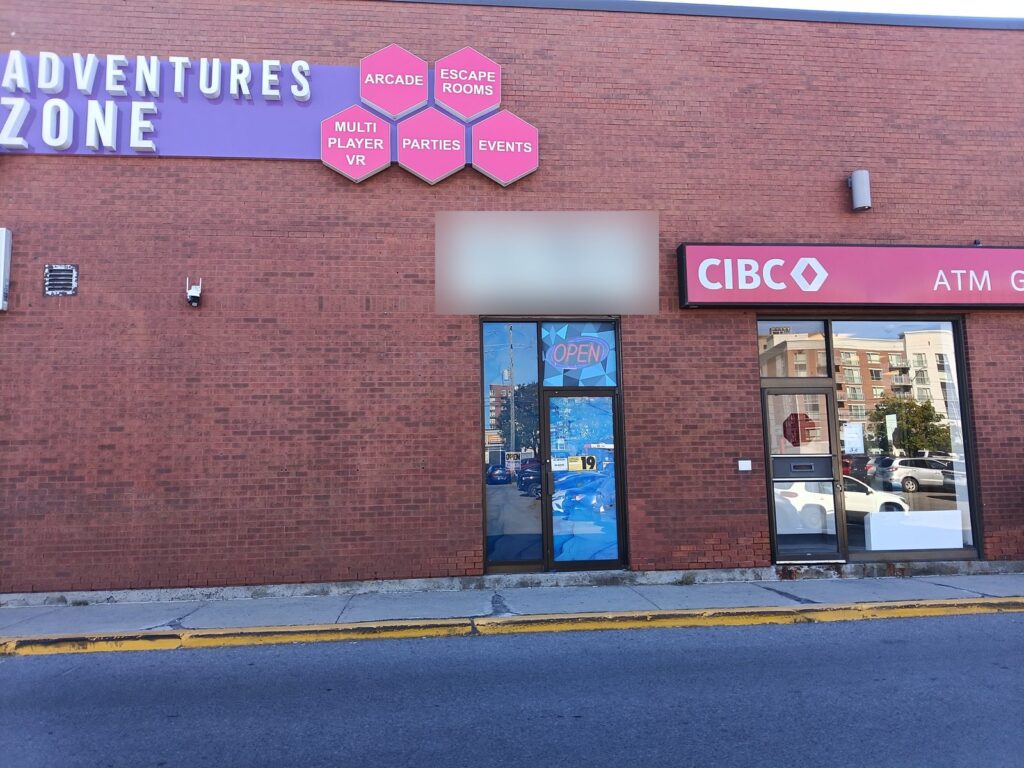 Storefront of the retail business for sale at Merivale Mall, 1642 Merivale Road, Ottawa, with its own exterior entrance