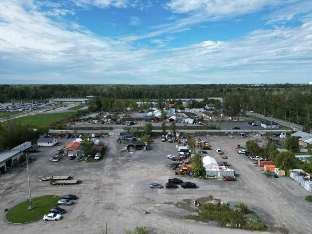 Aerial view across the storage yards toward Leitrim Road, Ottawa