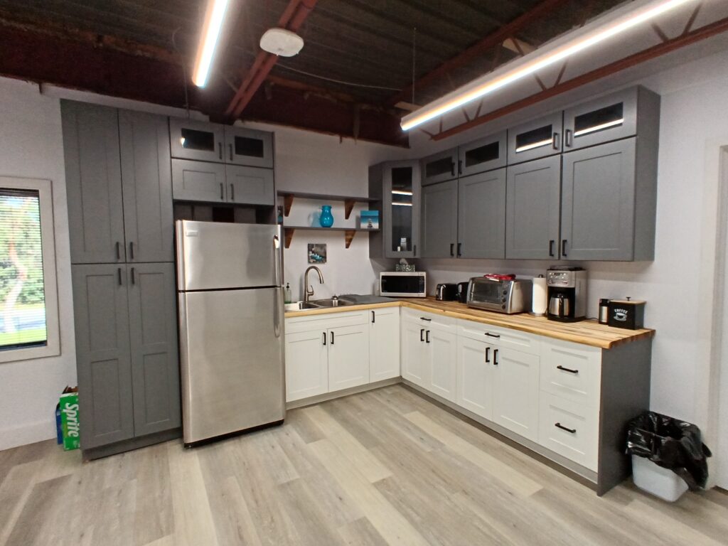 Renovated office kitchen in the 60 Colonnade Road sublease