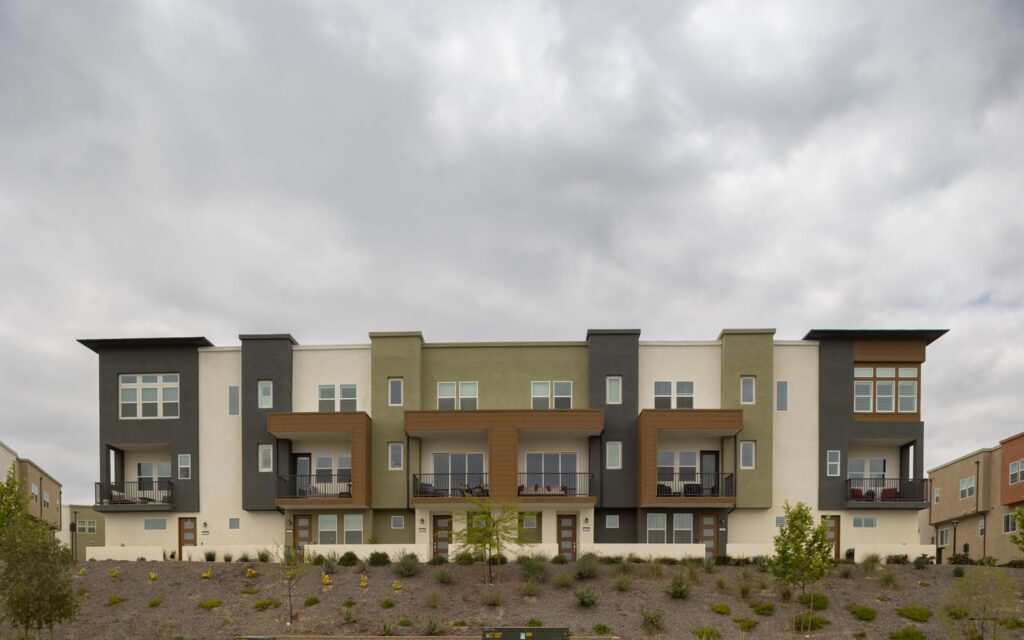New three-storey low-rise rental apartment building, street view